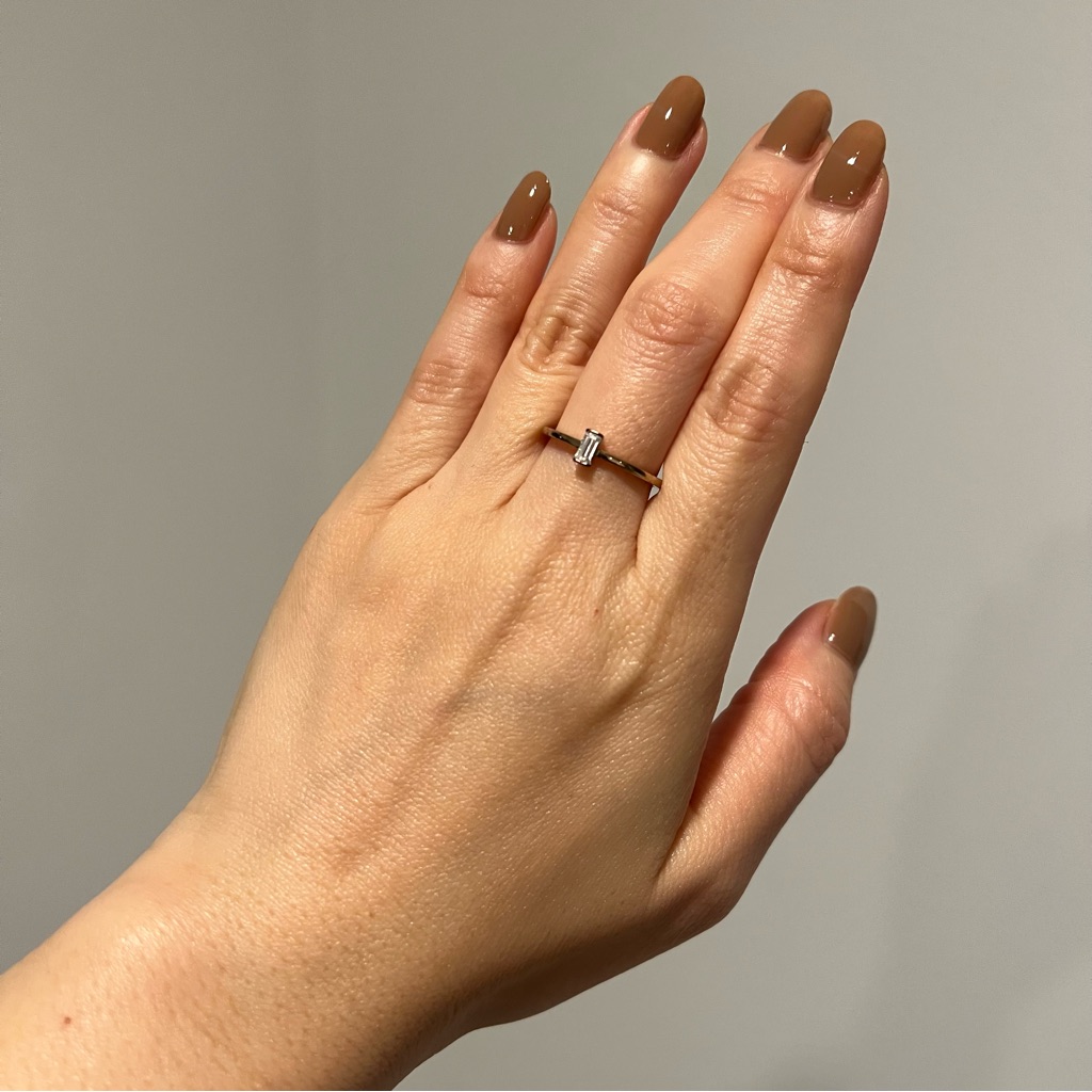 New Diamonique Petit Baguette Ring 19$